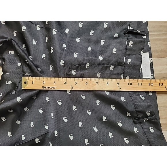 RSVP By Talbots Pants Women 14 Black Allover Swan Print Dress High-Rise Straight - Picture 7 of 15